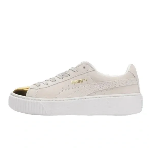 Puma Suede Platform Cream Gold Toe - Picture 10 of 12